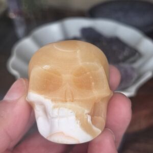Yellow Calcite Crystal Hand carved Skull 2b